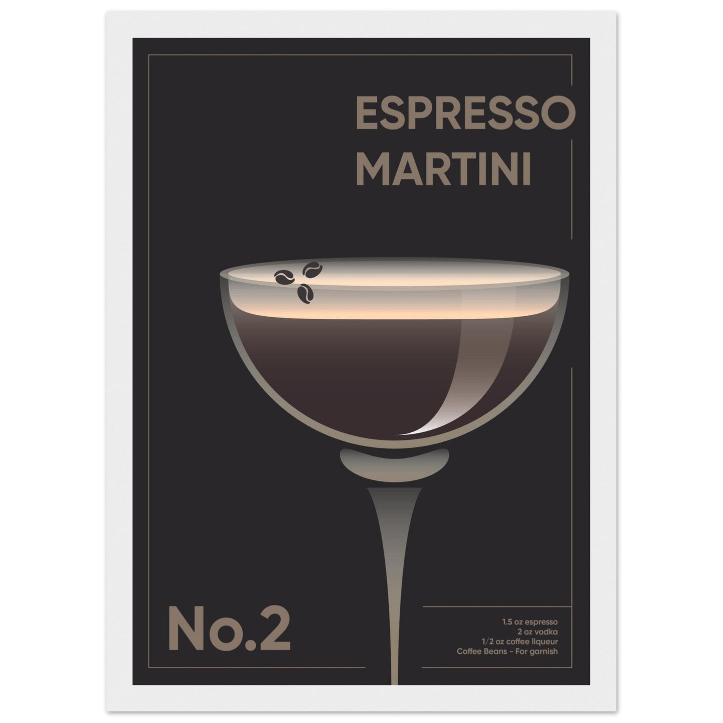 Cocktail 'Espresso Martini' - Premium Matte Paper Wooden Framed Poster