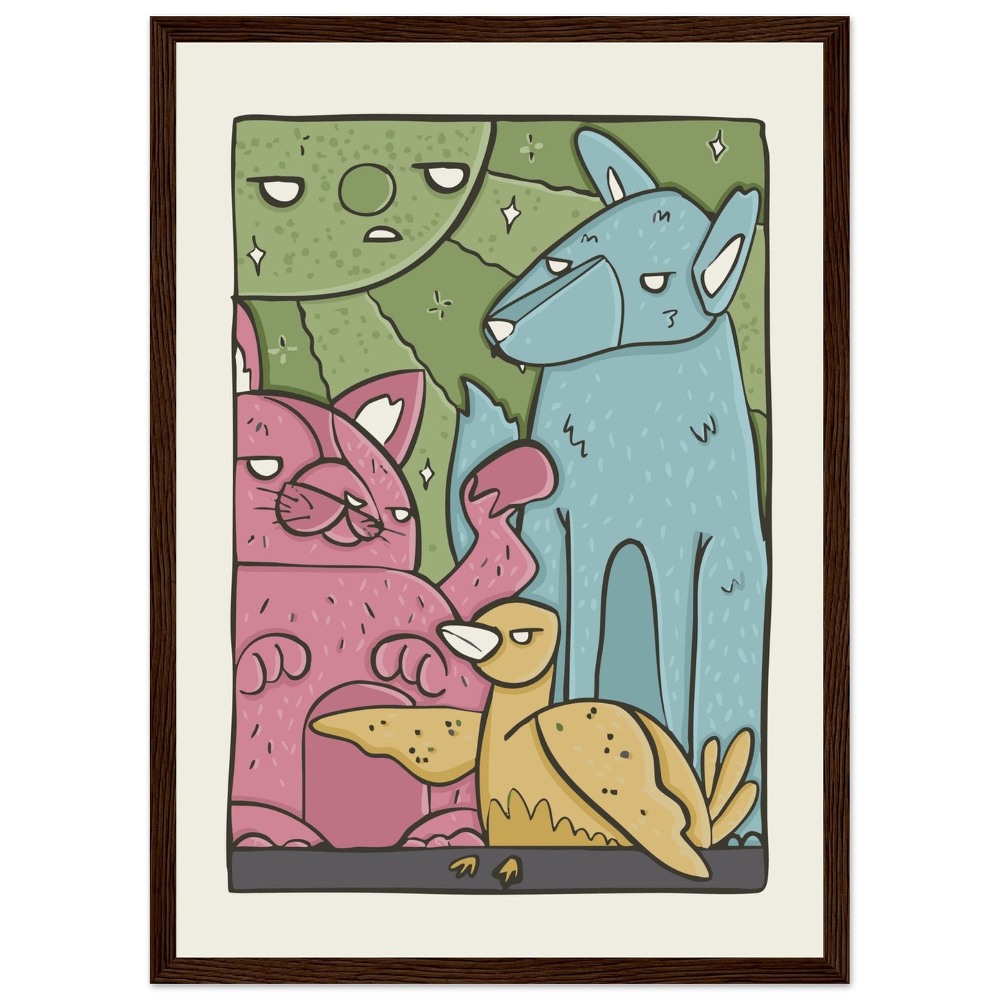 Animals 'The Crew' - Premium Matte Paper Wooden Framed Poster
