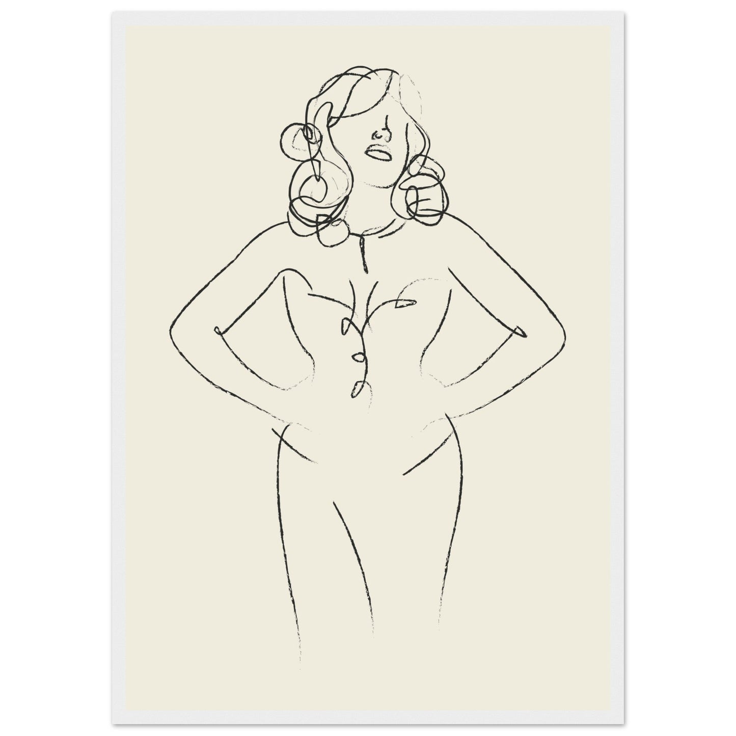 Line Art 'Sabrina' - Premium Matte Paper Wooden Framed Poster