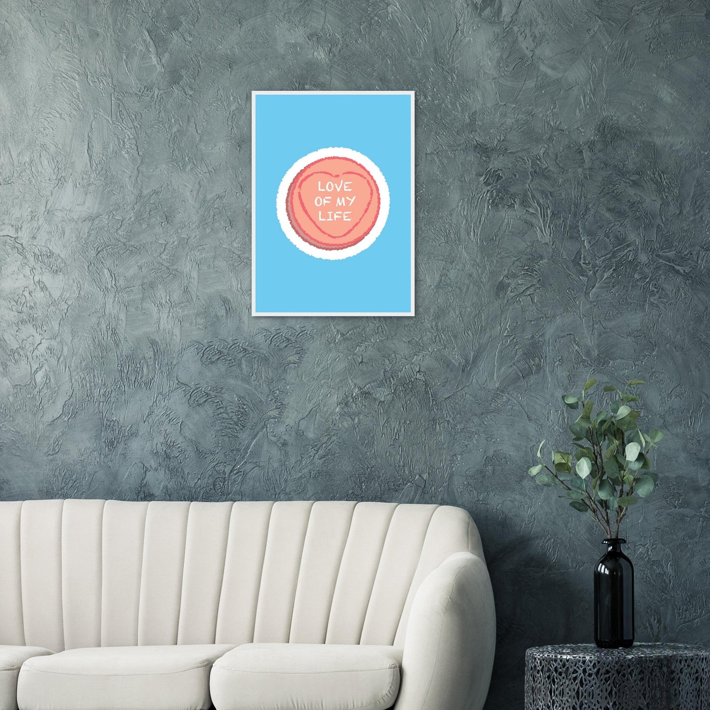Sign 'Love Of My Life' Love Heart - Premium Matte Paper Wooden Framed Poster