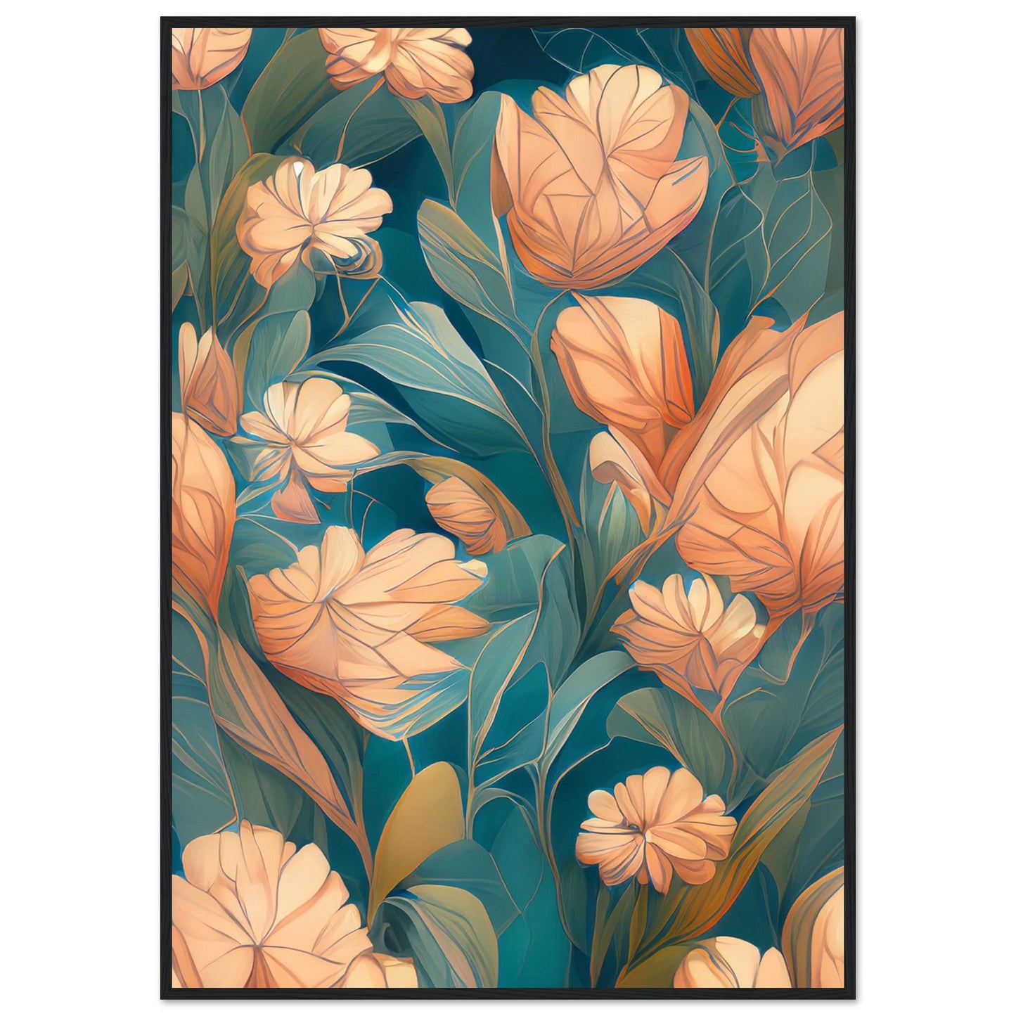 Flowers 'Abstract Garden' - Premium Matte Paper Wooden Framed Poster