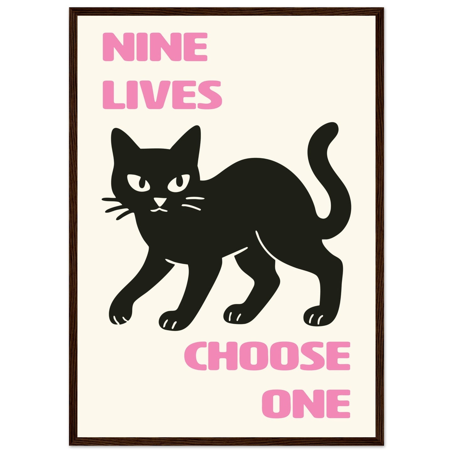 Animals 'Nine Lives'  - Premium Matte Paper Wooden Framed Poster