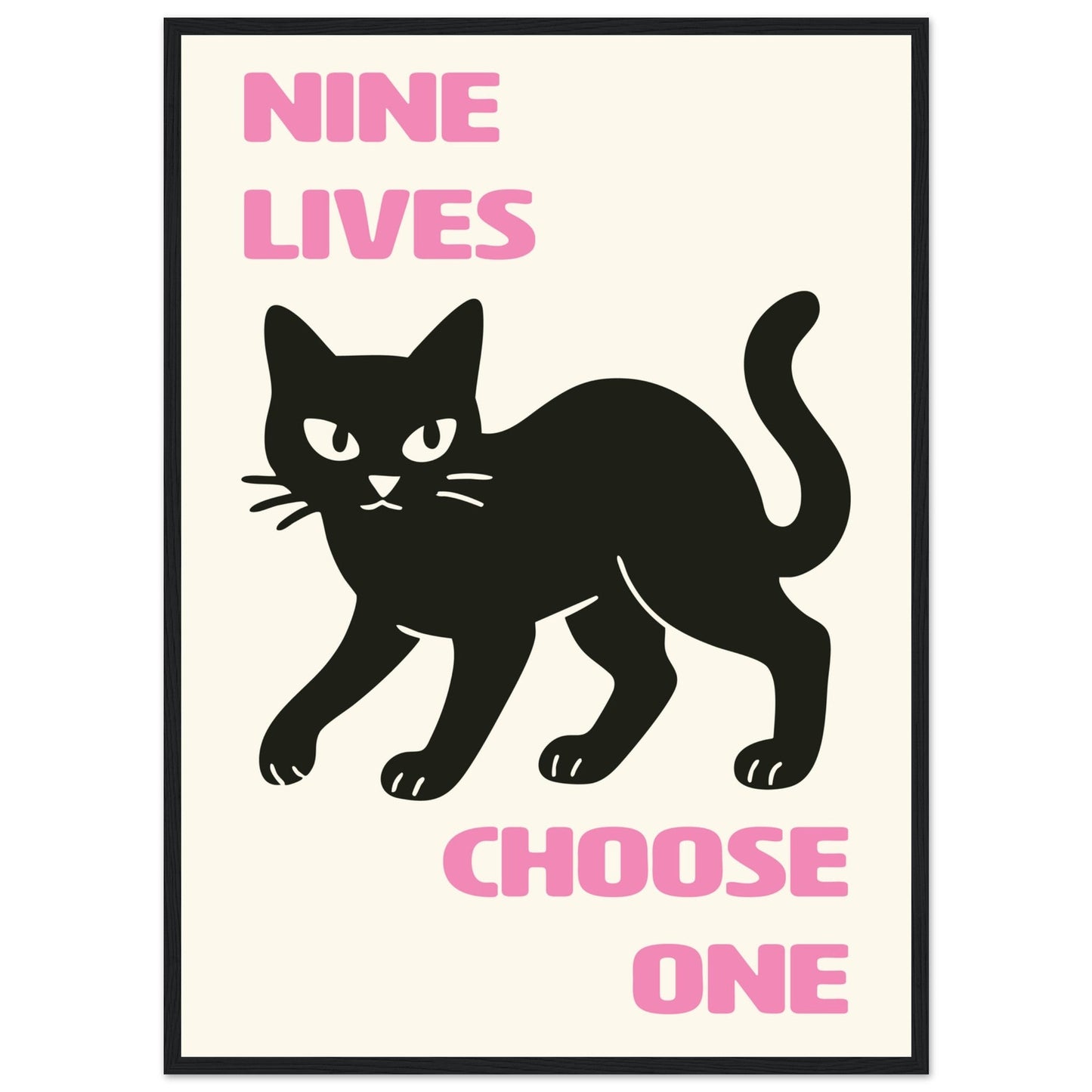 Animals 'Nine Lives'  - Premium Matte Paper Wooden Framed Poster