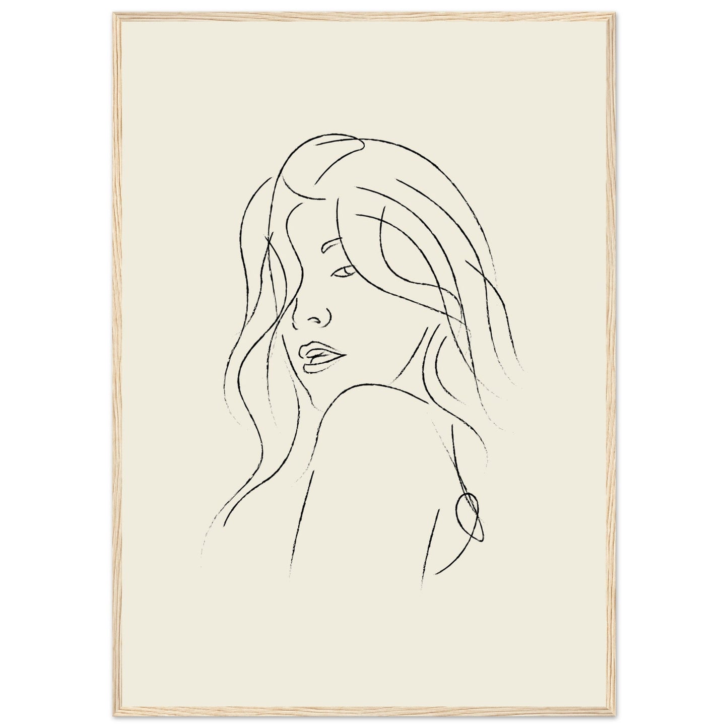 Line Art 'The Pose' - Premium Matte Paper Wooden Framed Poster