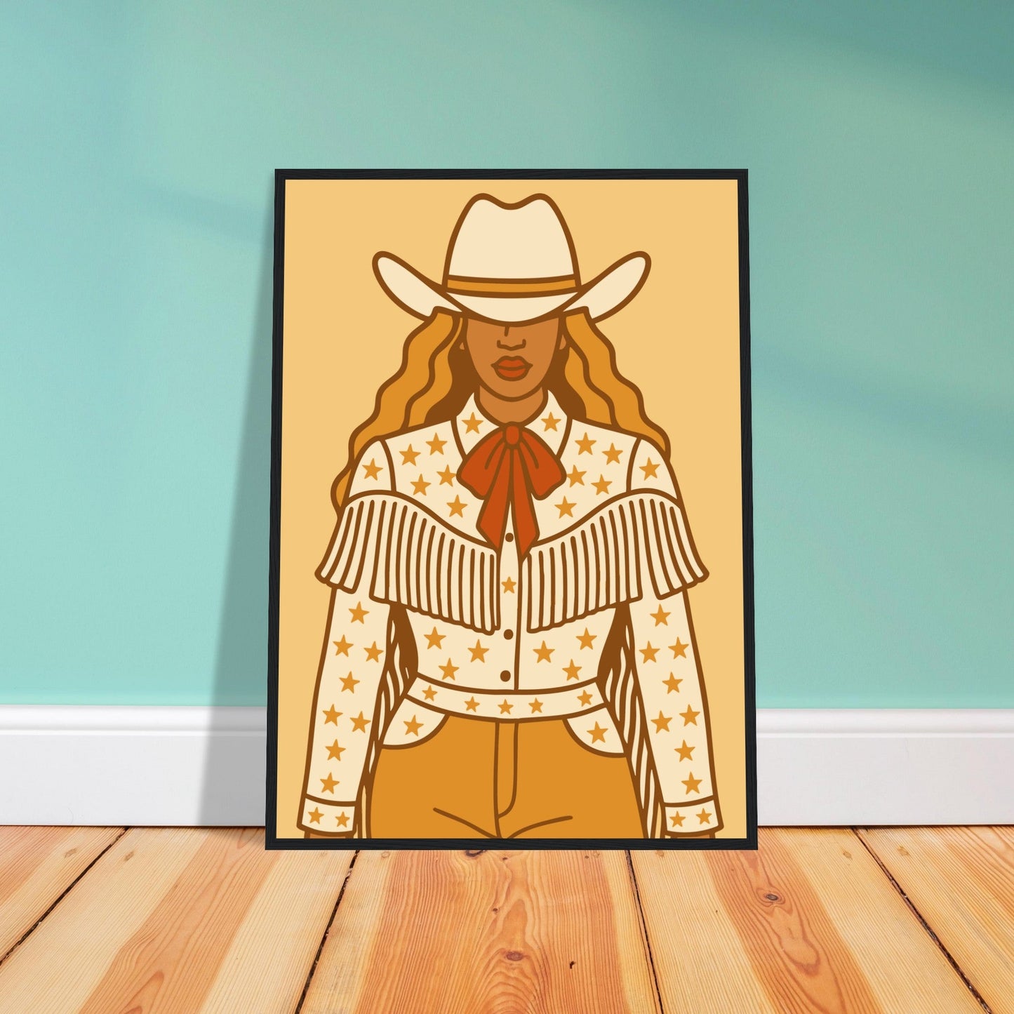 Cowboy 'B' - Premium Matte Paper Wooden Framed Poster