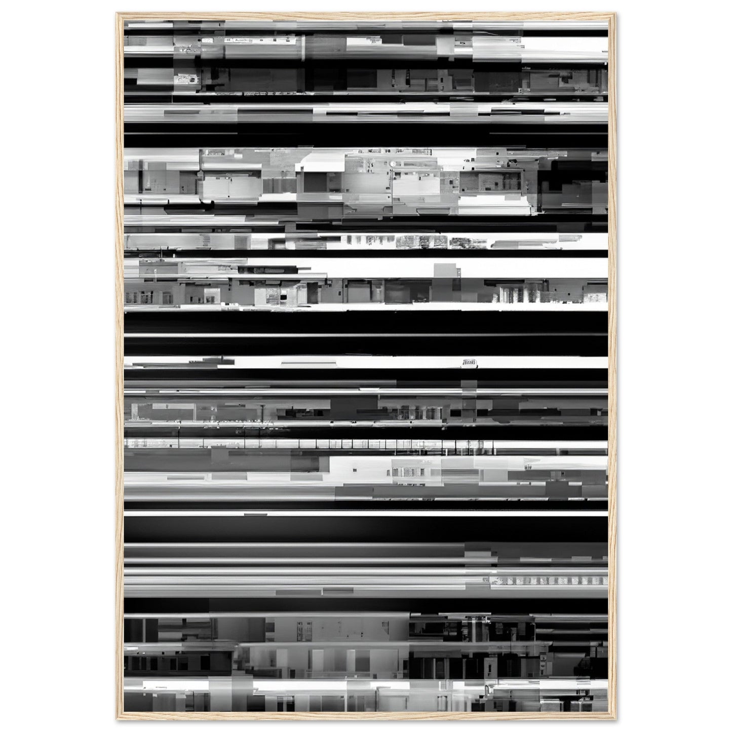 Glitch 'Black & White'  - Premium Matte Paper Wooden Framed Poster
