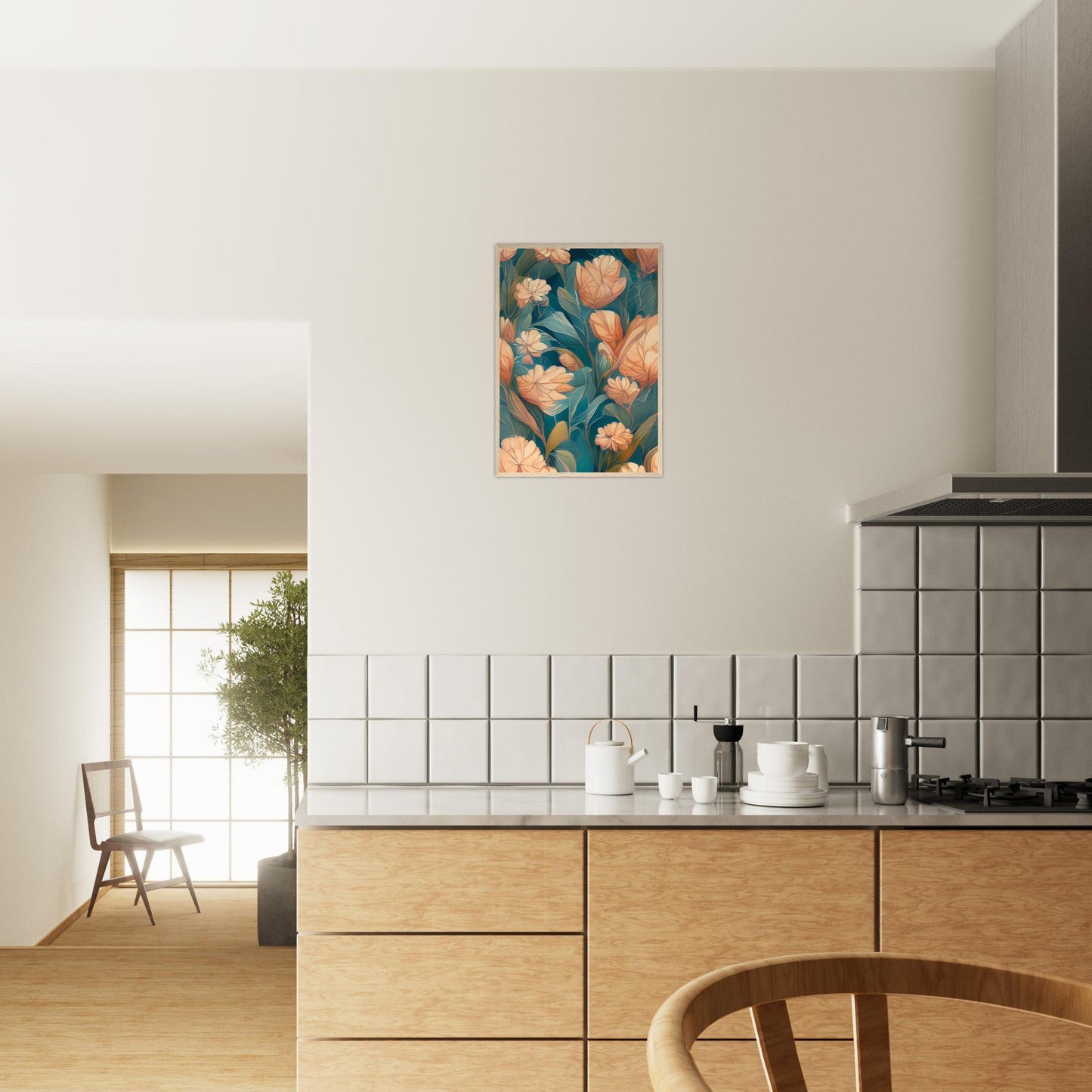 Flowers 'Abstract Garden' - Premium Matte Paper Wooden Framed Poster