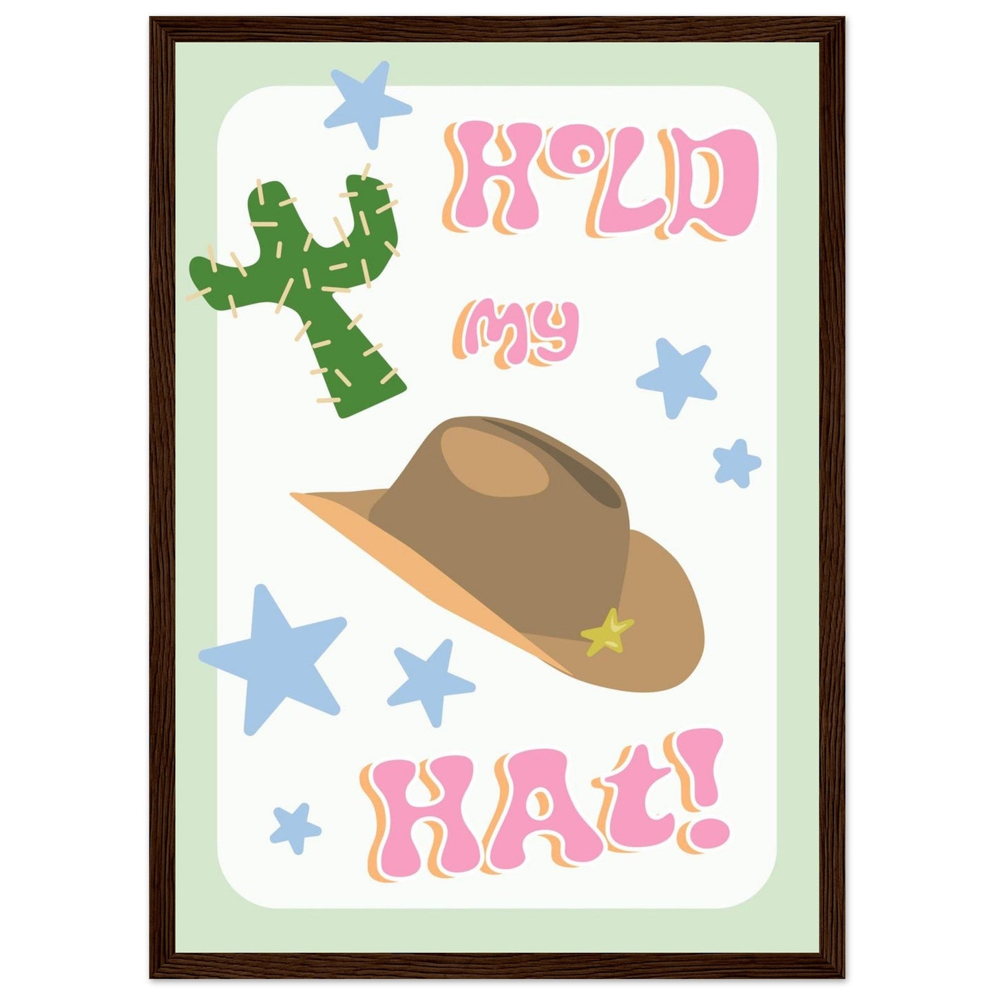 Groovy 'Hold My Hat' - Premium Matte Paper Wooden Framed Poster