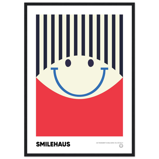 Red & Blue 'Smilehaus' - Premium Matte Paper Wooden Framed Poster