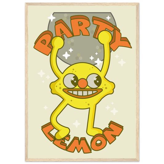 Fruity 'Party Lemon' - Premium Matte Paper Wooden Framed Poster