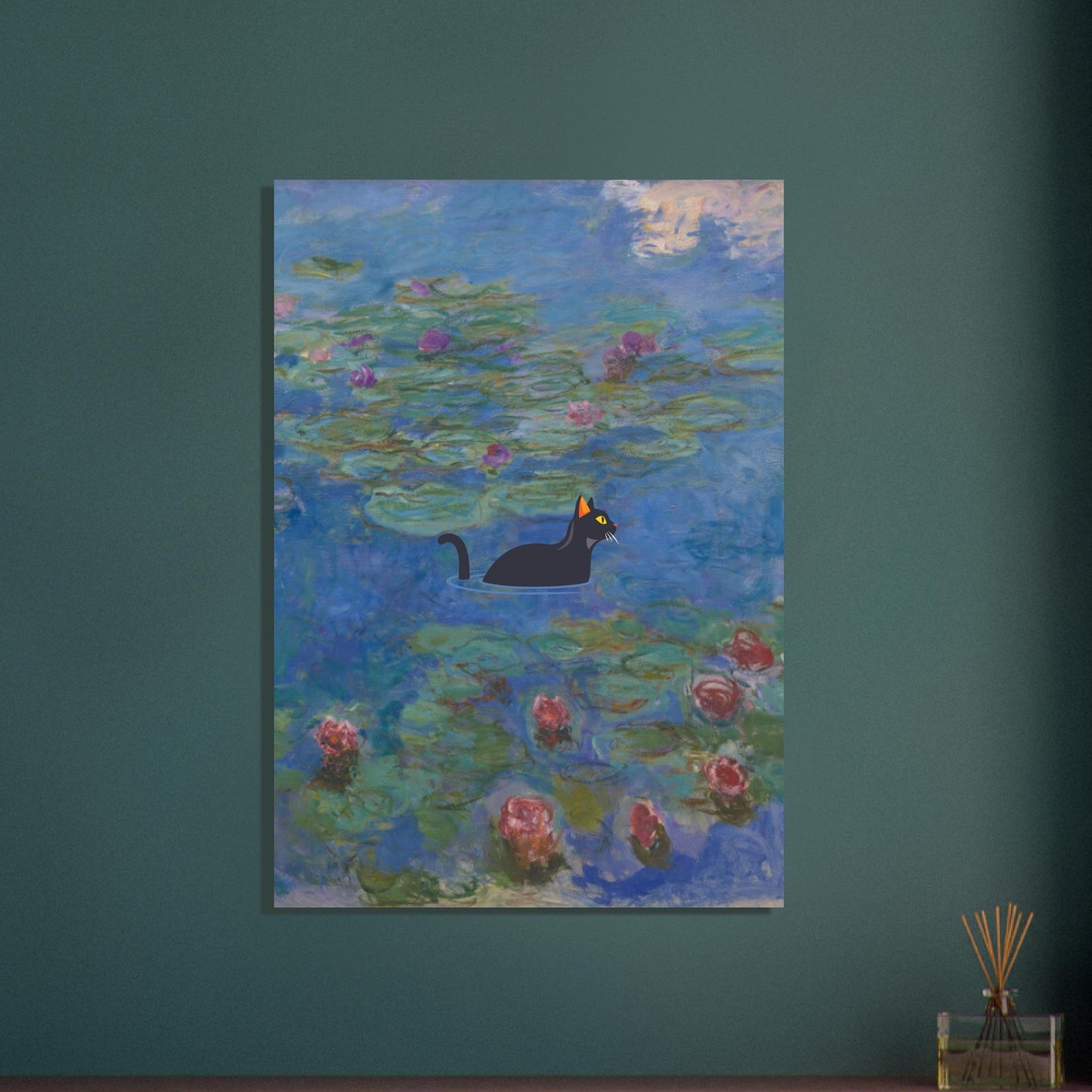 Water lilies (Cat) - Premium Matte Paper Poster