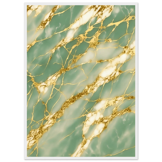 Marble 'Green & Gold' III - Premium Matte Paper Wooden Framed Poster