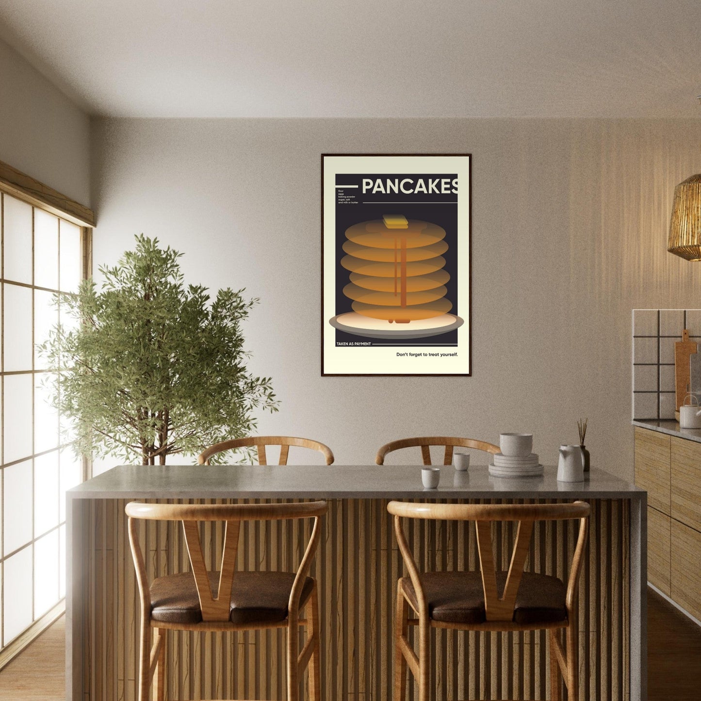 Pancakes - Premium Matte Paper Wooden Framed Poster