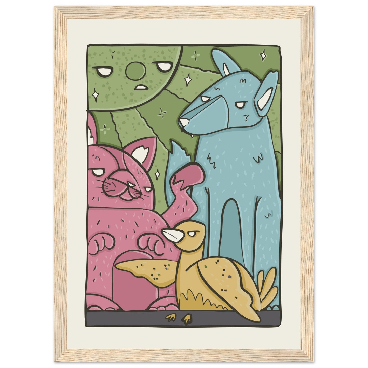 Animals 'The Crew' - Premium Matte Paper Wooden Framed Poster