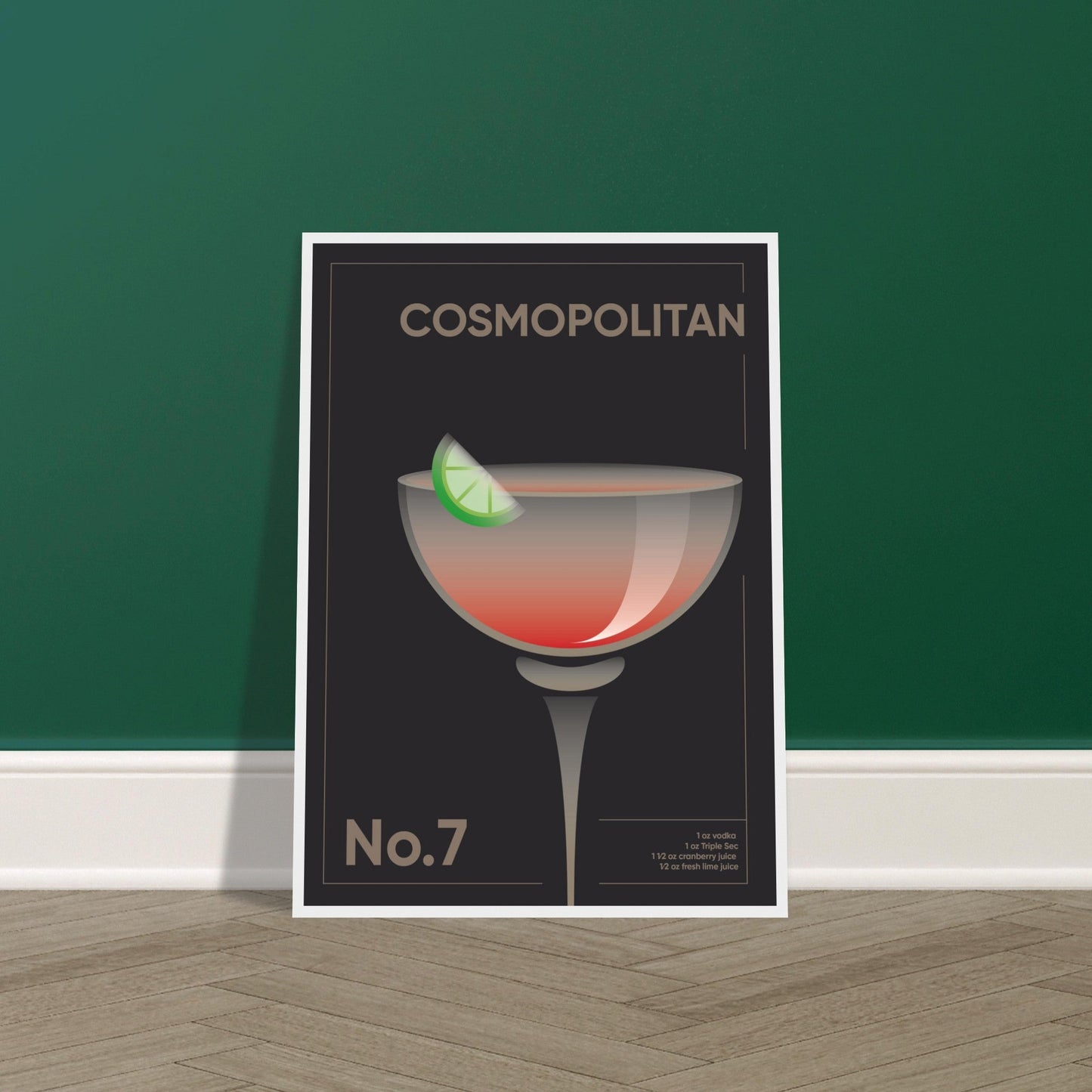 Cocktail 'Cosmopolitan' - Premium Matte Paper Wooden Framed Poster