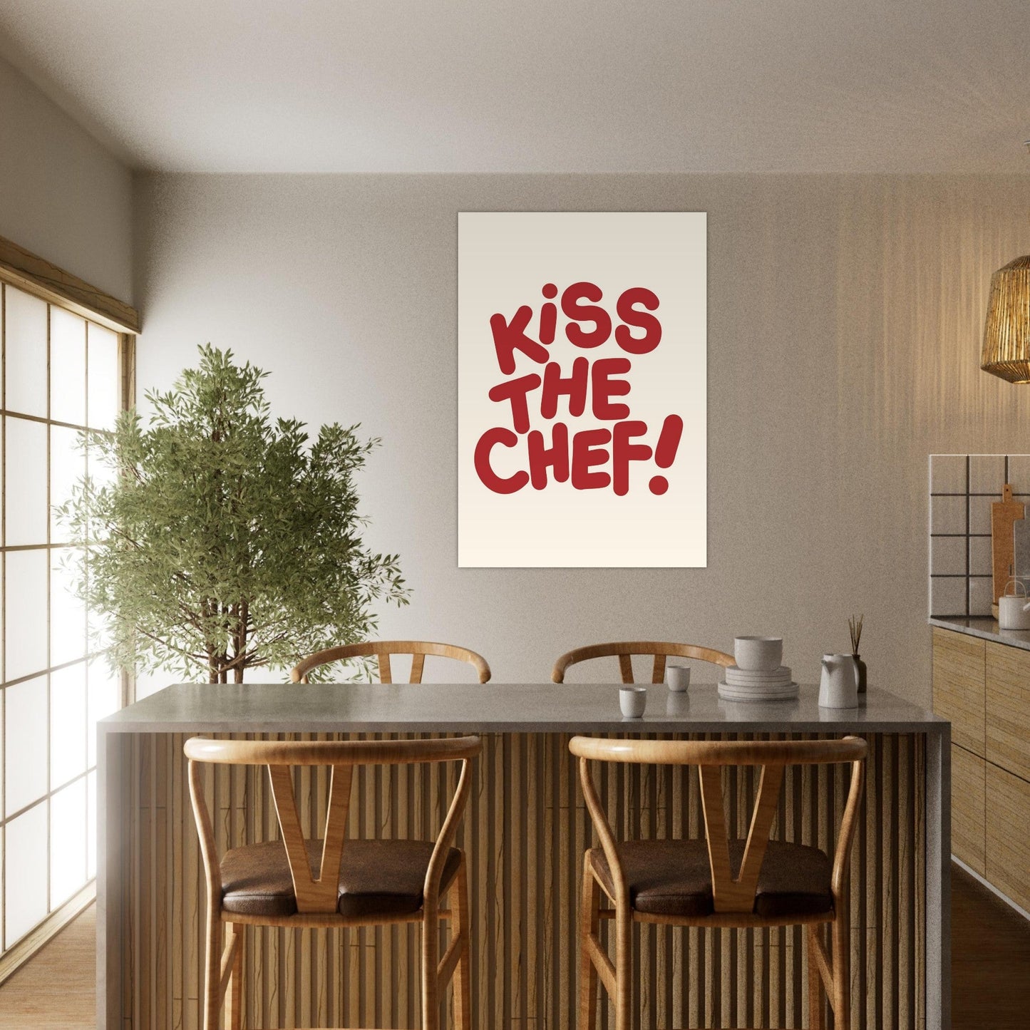 Sign 'Kiss The Chef!' - Premium Matte Paper Poster