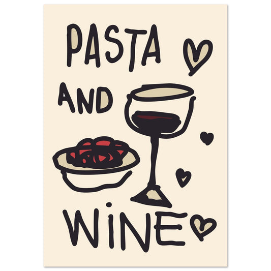Food 'Pasta & Wine' - Premium Matte Paper Poster