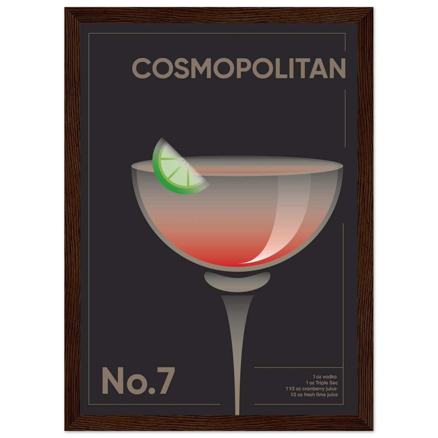 Cocktail 'Cosmopolitan' - Premium Matte Paper Wooden Framed Poster