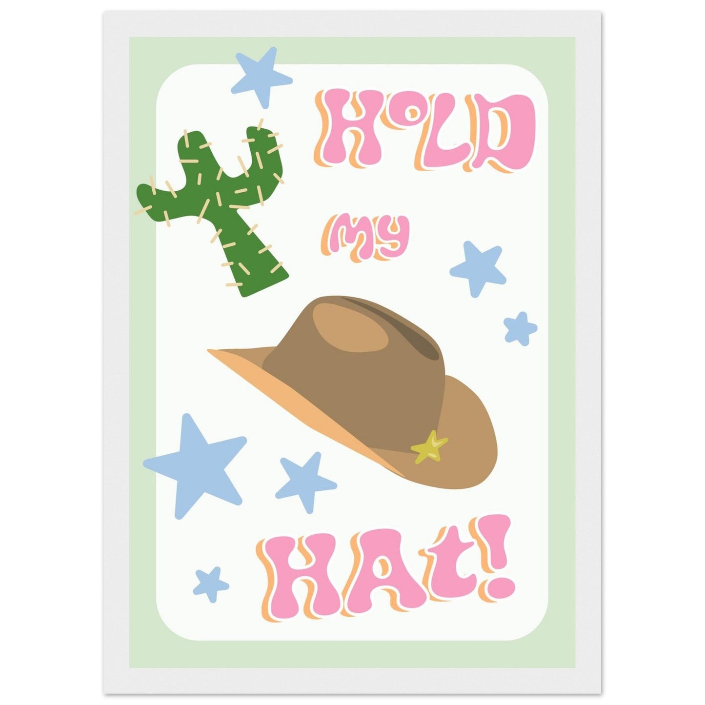 Groovy 'Hold My Hat' - Premium Matte Paper Wooden Framed Poster