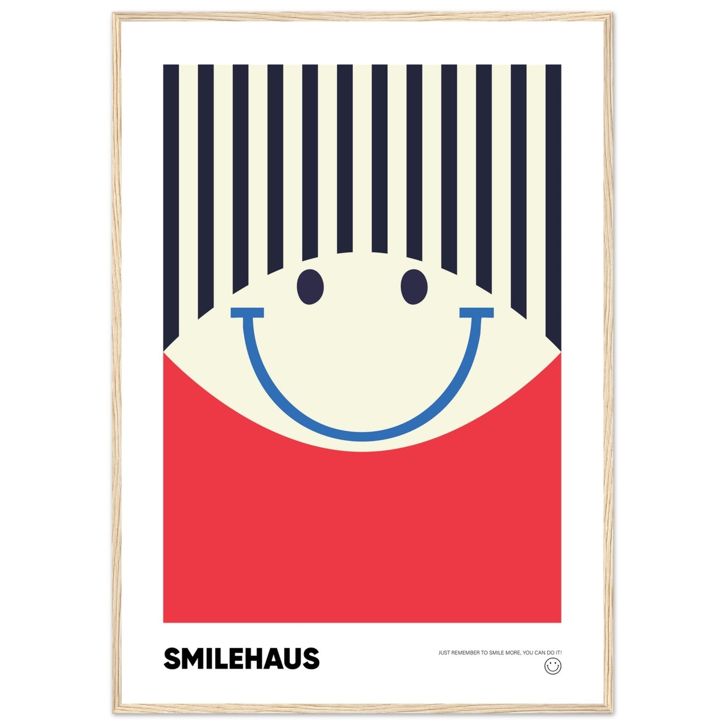 Red & Blue 'Smilehaus' - Premium Matte Paper Wooden Framed Poster