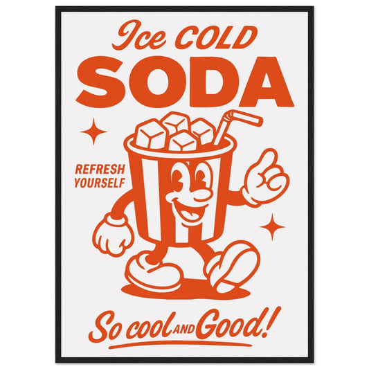 Food 'Ice Cold Soda' - Premium Matte Paper Wooden Framed Poster