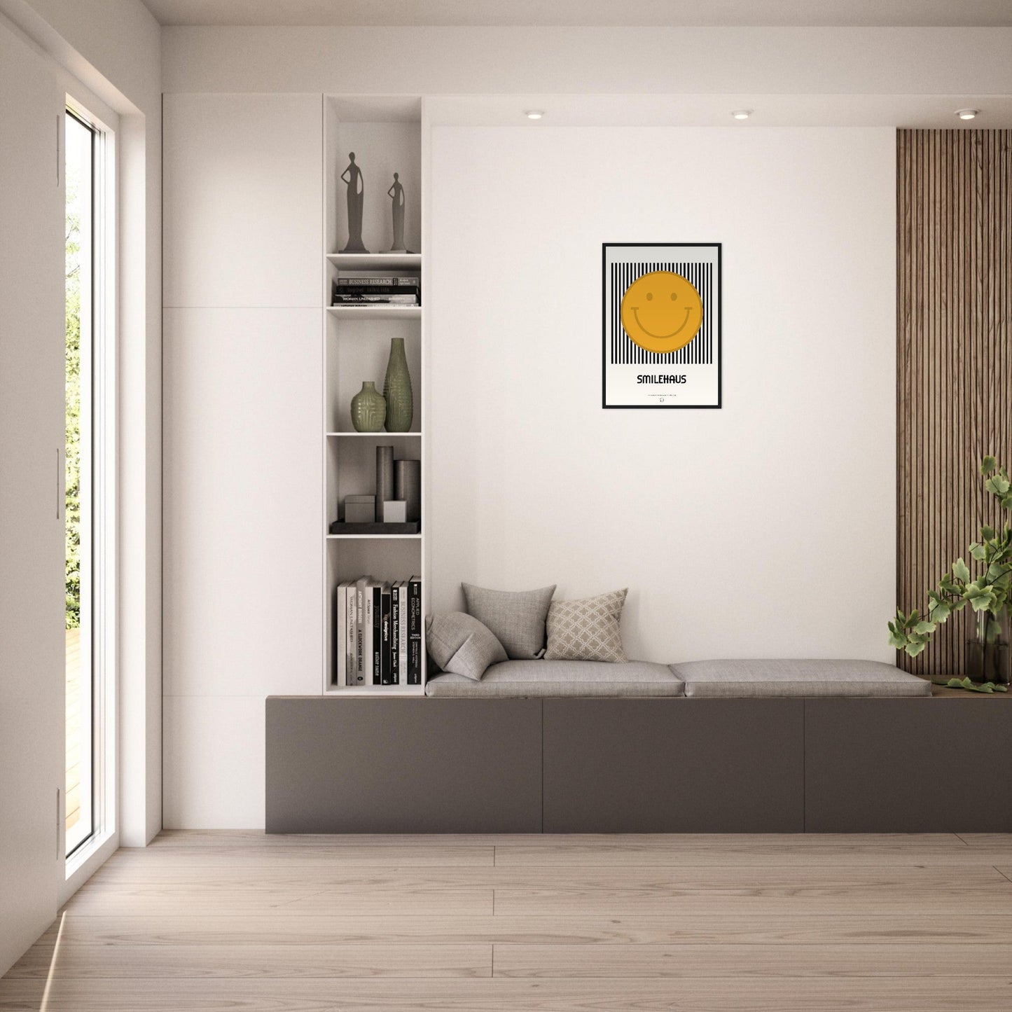 Yellow & Black 'Smilehaus' - Premium Matte Paper Wooden Framed Poster