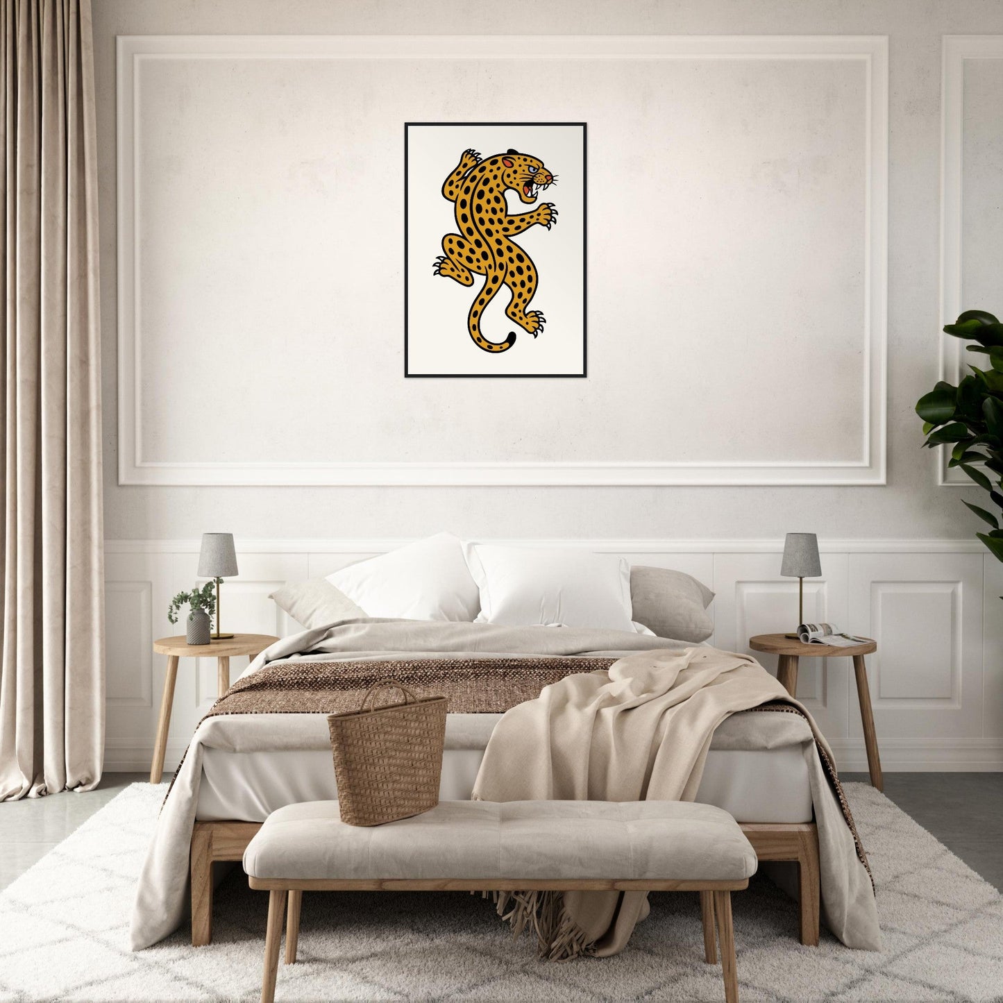 Leopard Traditional  - Premium Matte Paper Wooden Framed Poster