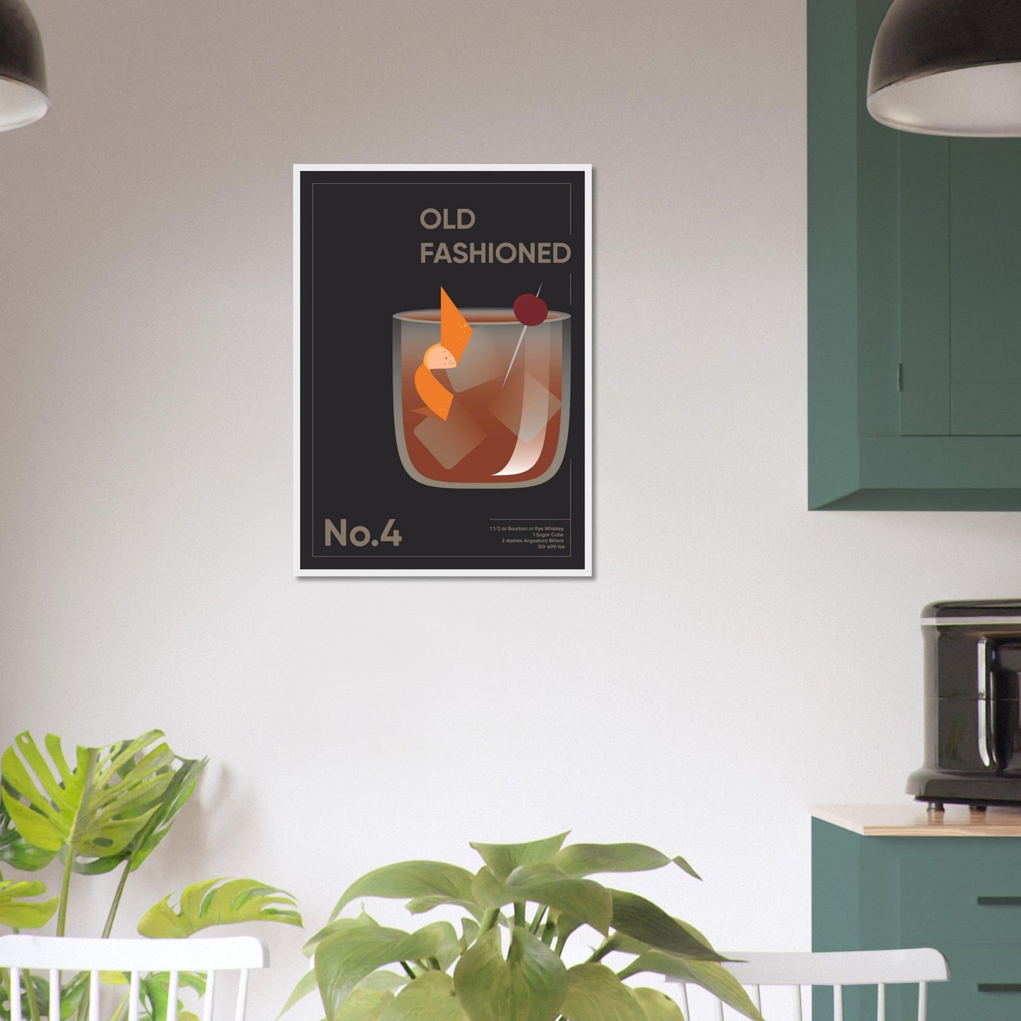 Cocktail 'Old Fashioned' - Premium Matte Paper Wooden Framed Poster