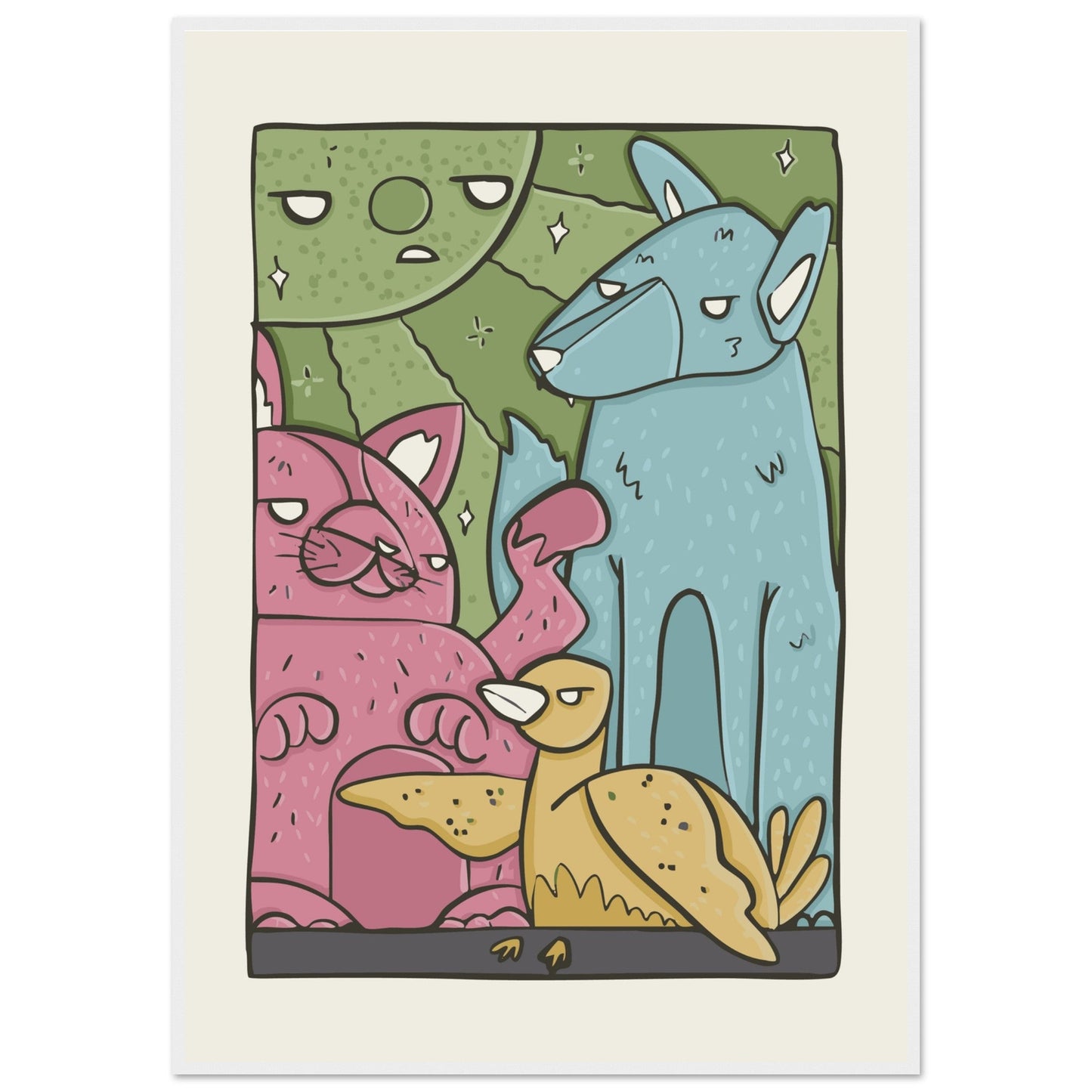 Animals 'The Crew' - Premium Matte Paper Wooden Framed Poster