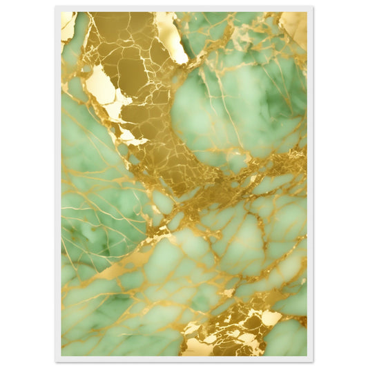 Marble 'Green & Gold' II - Premium Matte Paper Wooden Framed Poster