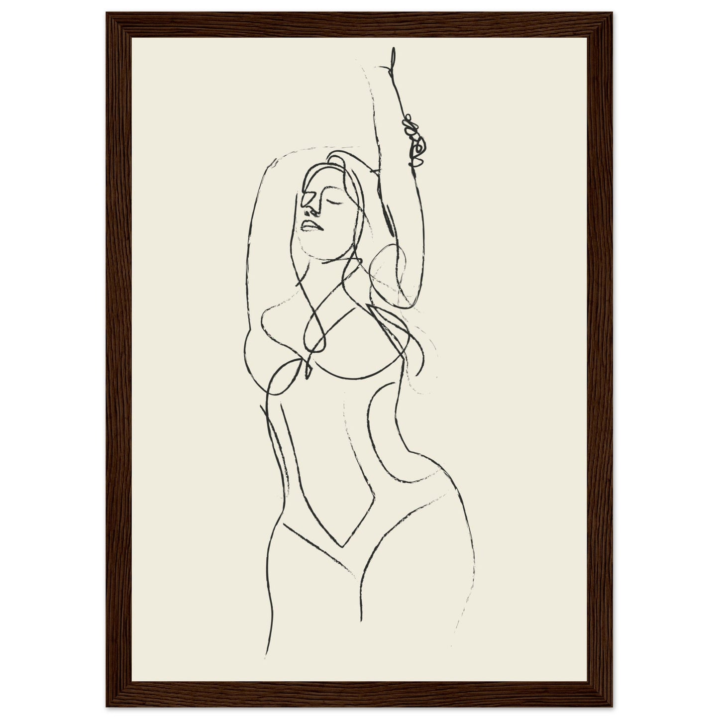 Line Art 'Beach Ready' - Premium Matte Paper Wooden Framed Poster