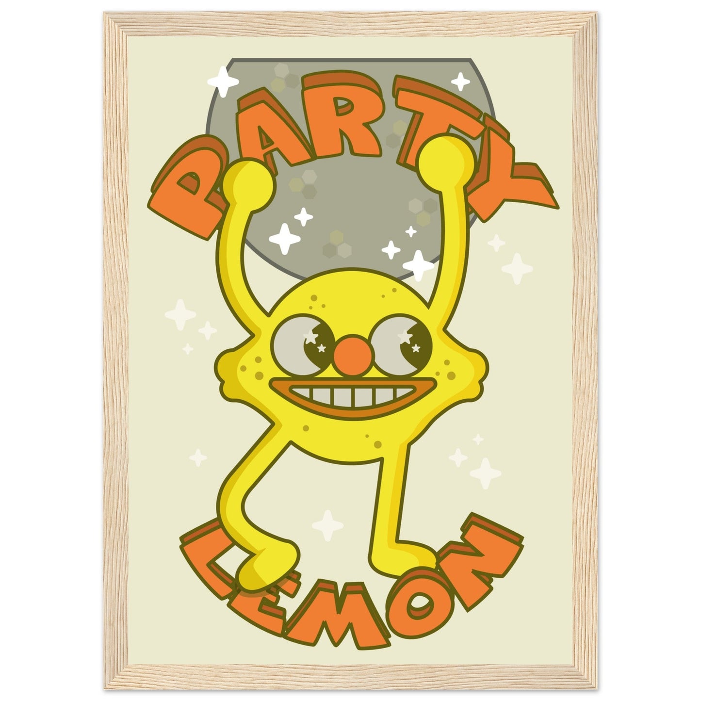 Fruity 'Party Lemon' - Premium Matte Paper Wooden Framed Poster