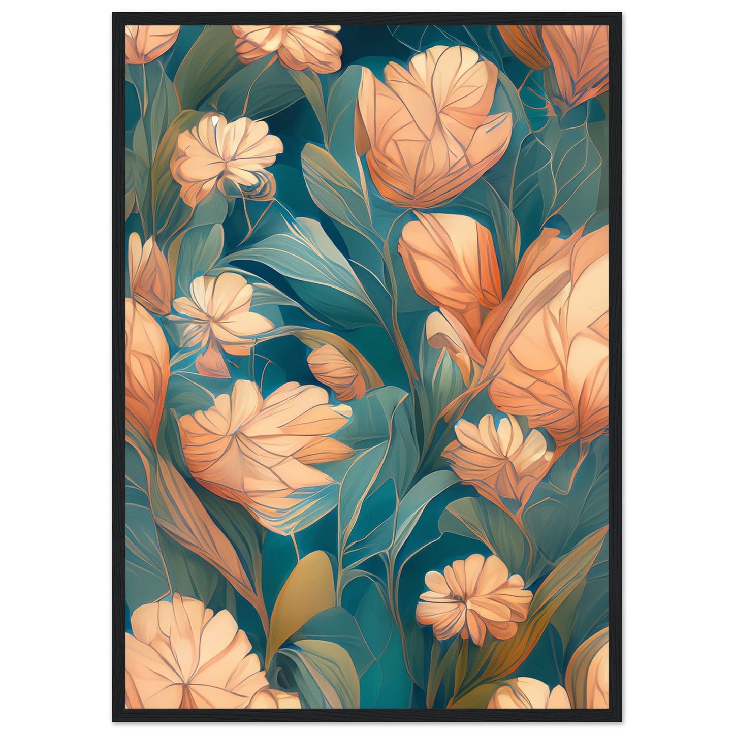Flowers 'Abstract Garden' - Premium Matte Paper Wooden Framed Poster