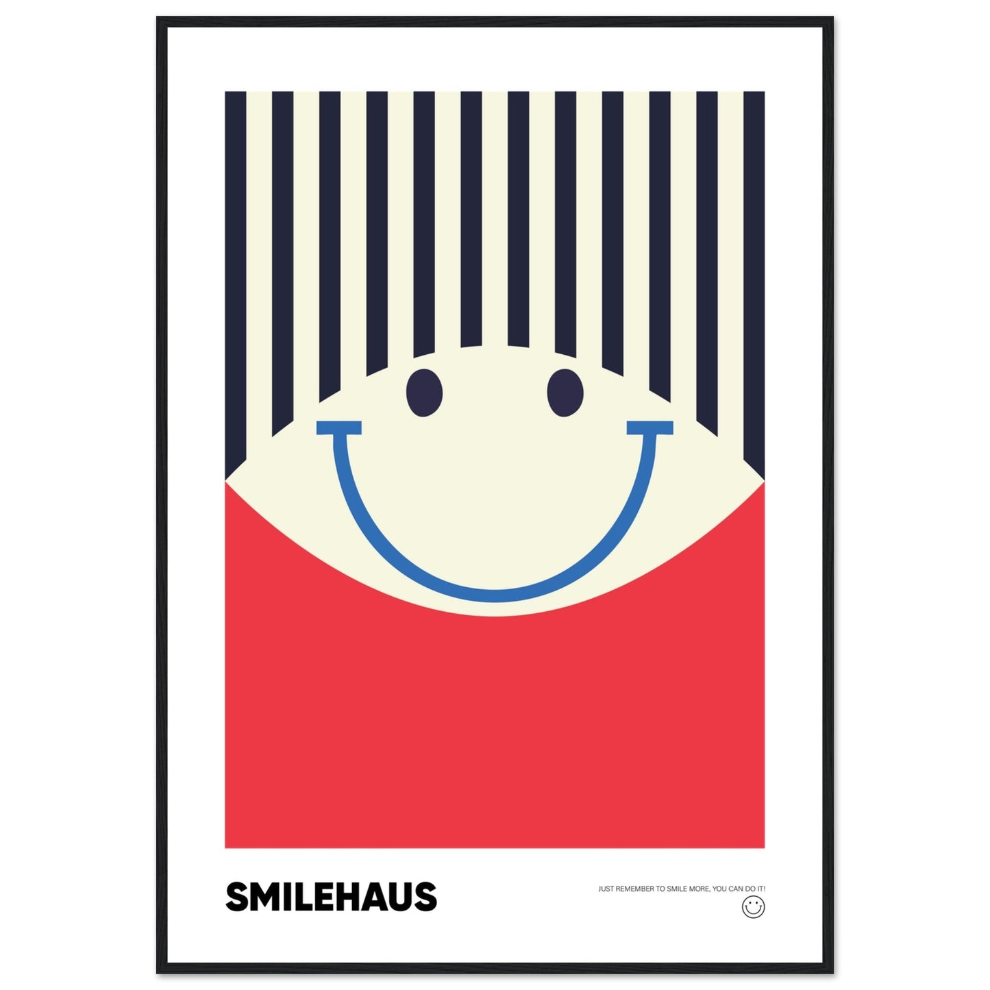 Red & Blue 'Smilehaus' - Premium Matte Paper Wooden Framed Poster