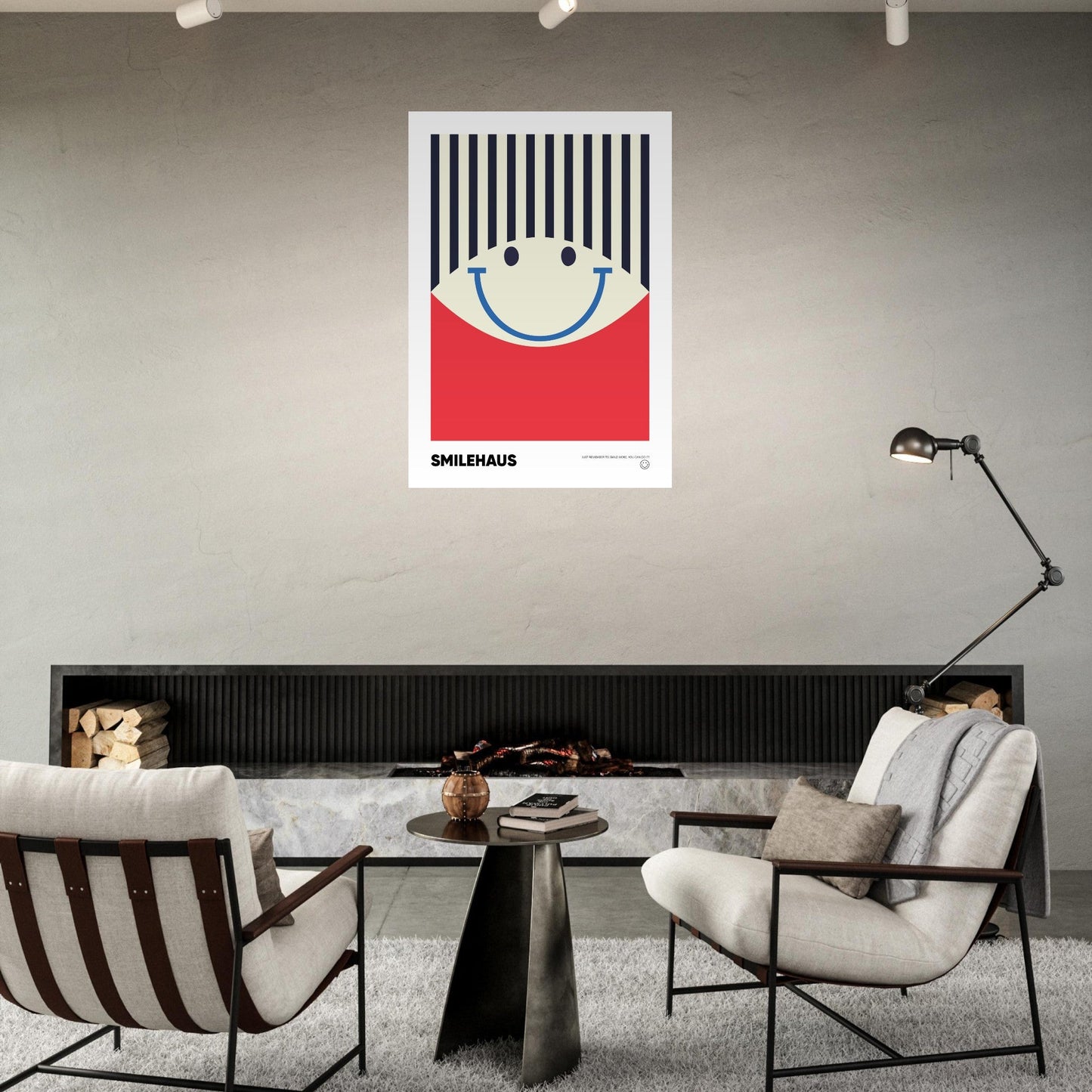 Red & Blue 'Smilehaus' - Premium Matte Paper Poster