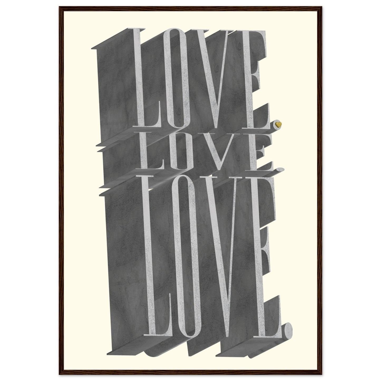 Sign 'Love, Love, Love' - Premium Matte Paper Wooden Framed Poster