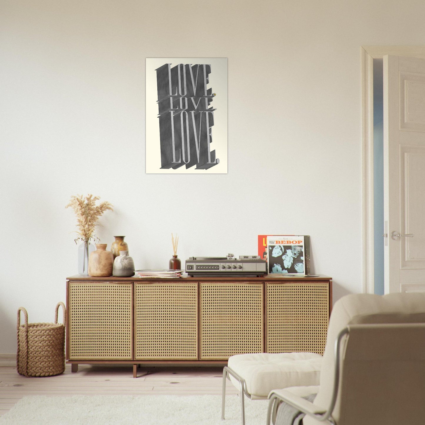 Sign 'Love, Love, Love' - Premium Matte Paper Poster