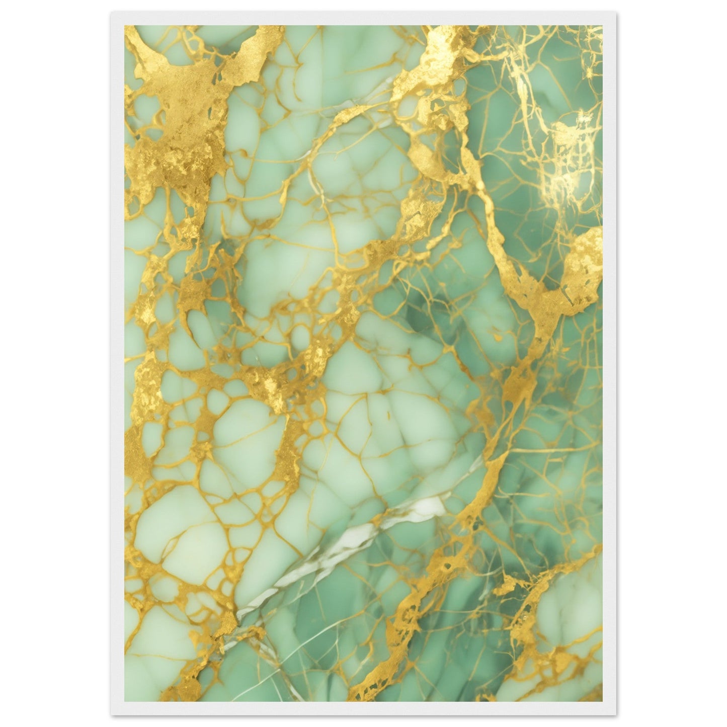 Marble 'Green & Gold' - Premium Matte Paper Wooden Framed Poster