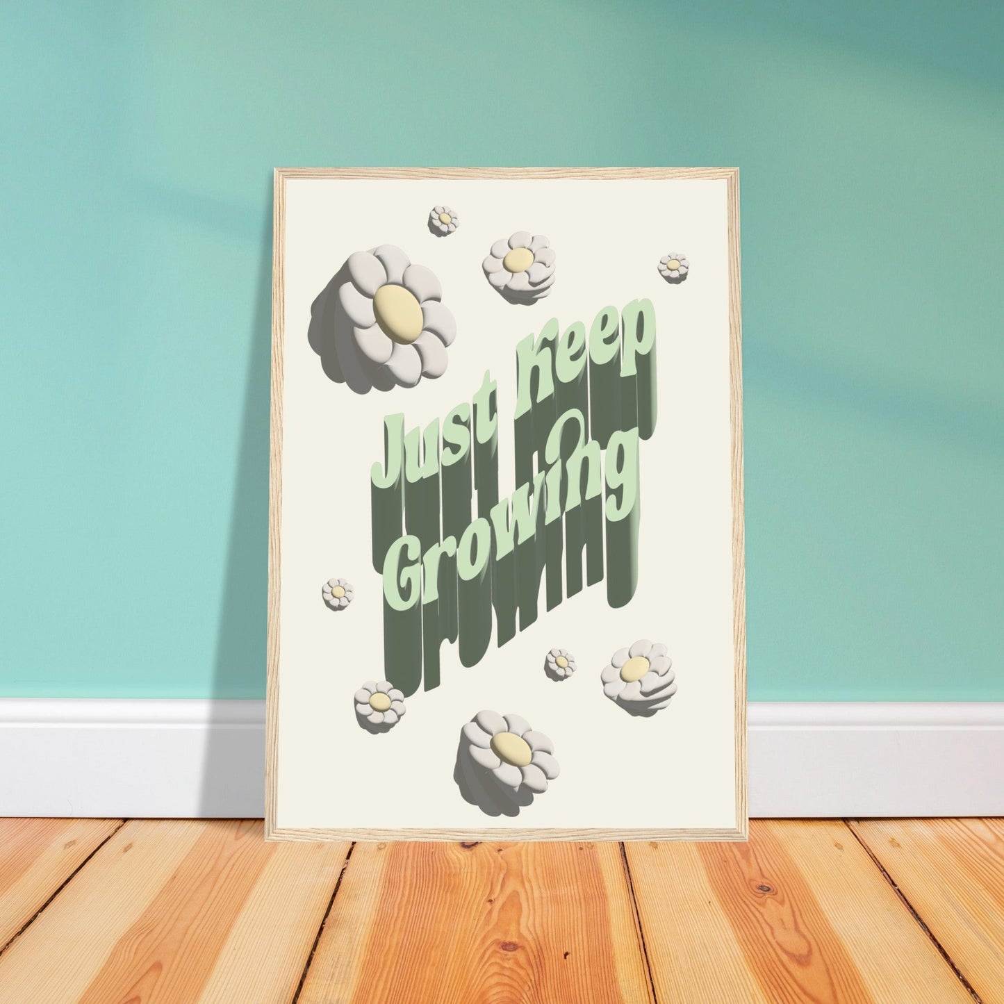 Sign 'Just Keep Growing' - Premium Matte Paper Wooden Framed Poster