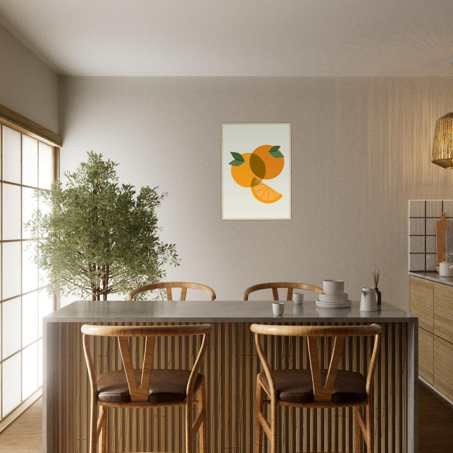 Fruity 'Oranges' - Premium Matte Paper Wooden Framed Poster