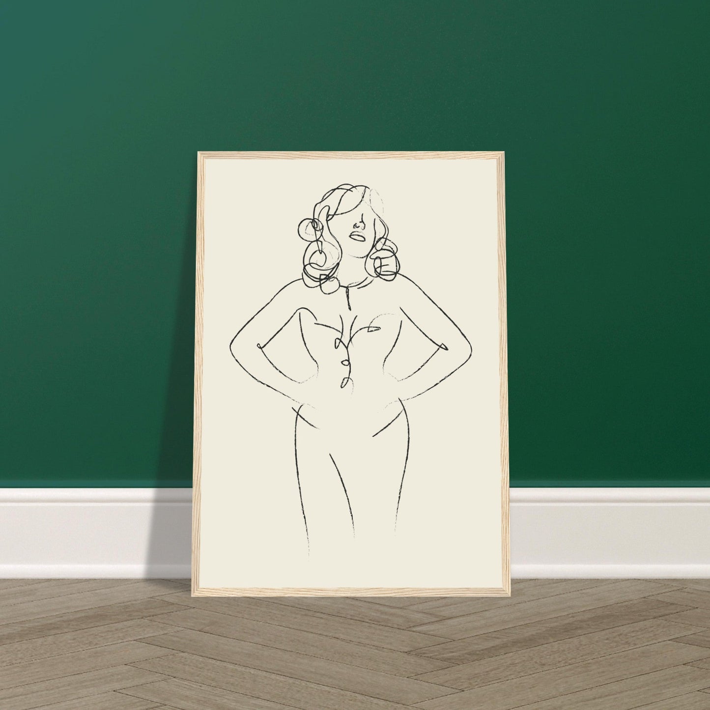Line Art 'Sabrina' - Premium Matte Paper Wooden Framed Poster