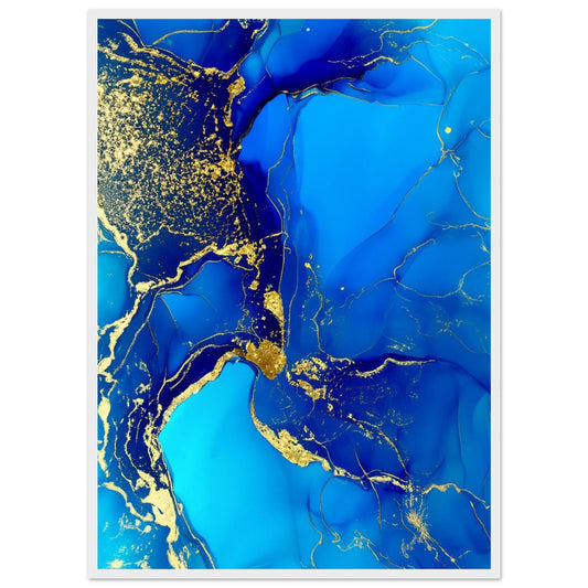 Marble 'Blue & Gold' III - Premium Matte Paper Wooden Framed Poster