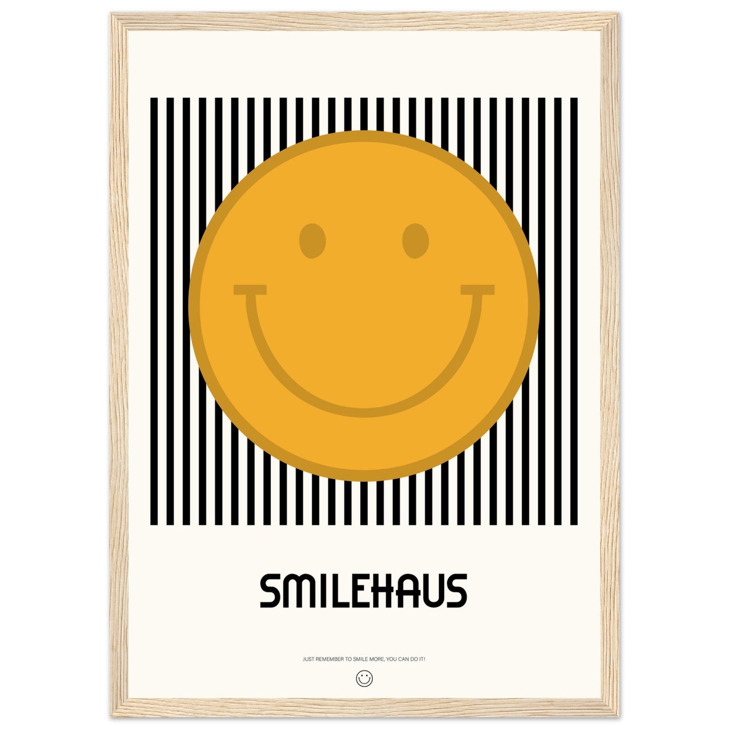 Yellow & Black 'Smilehaus' - Premium Matte Paper Wooden Framed Poster