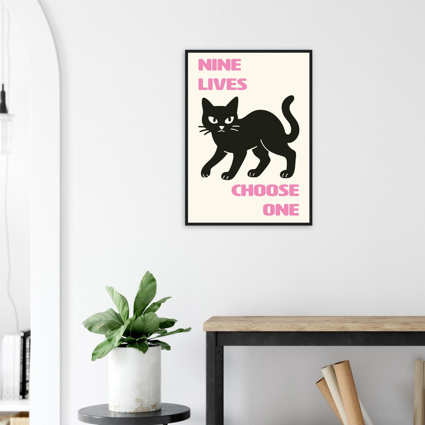 Animals 'Nine Lives'  - Premium Matte Paper Wooden Framed Poster