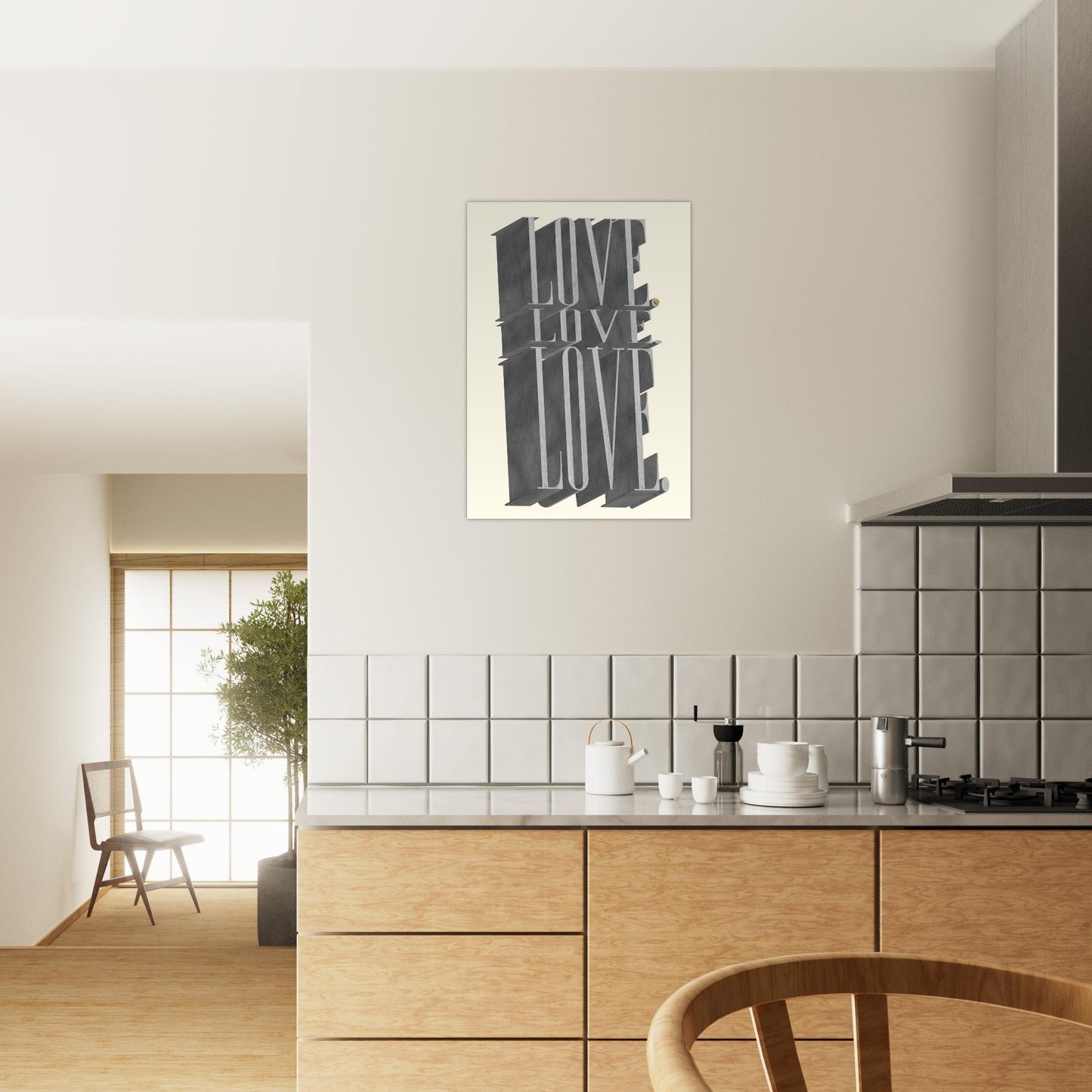 Sign 'Love, Love, Love' - Premium Matte Paper Poster