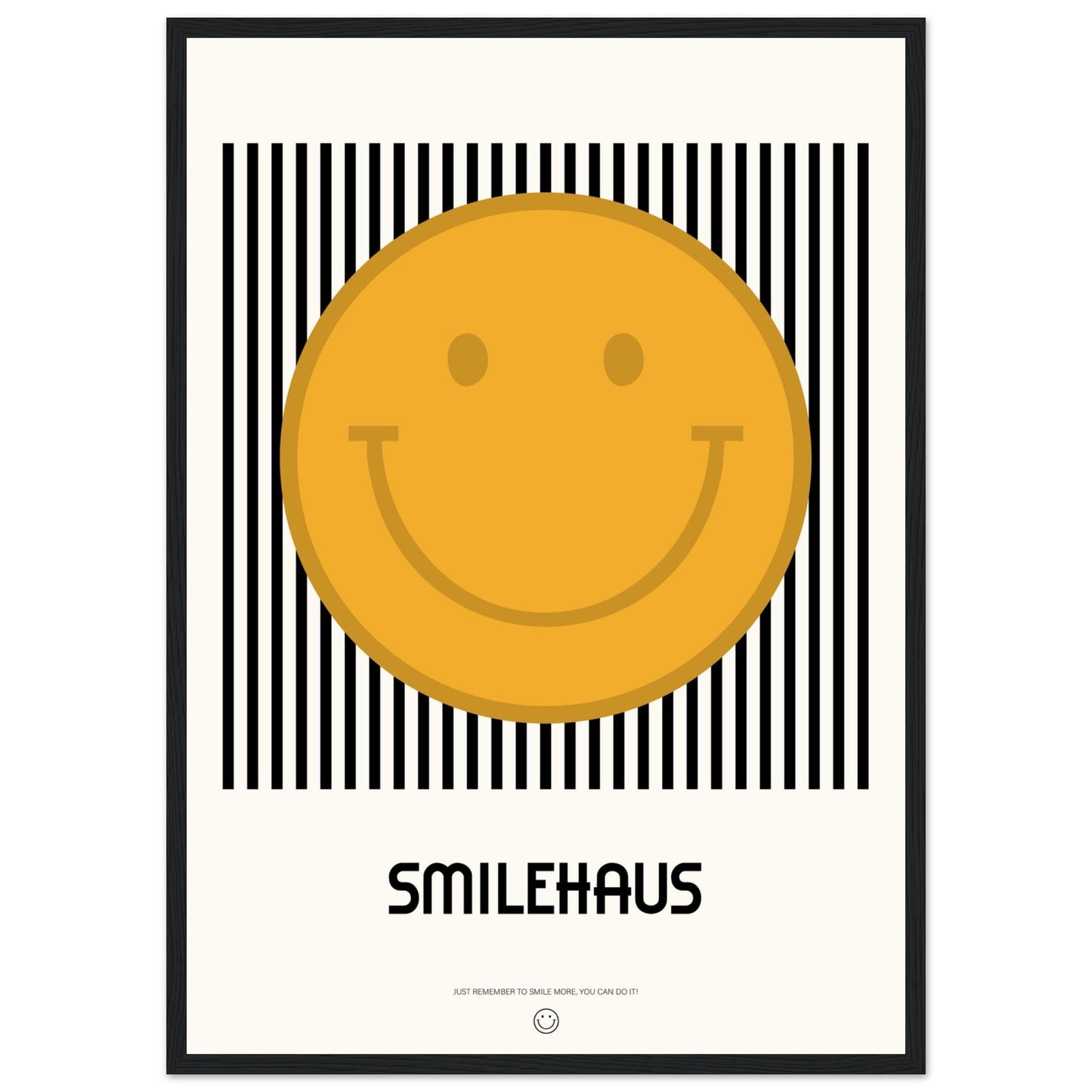 Yellow & Black 'Smilehaus' - Premium Matte Paper Wooden Framed Poster