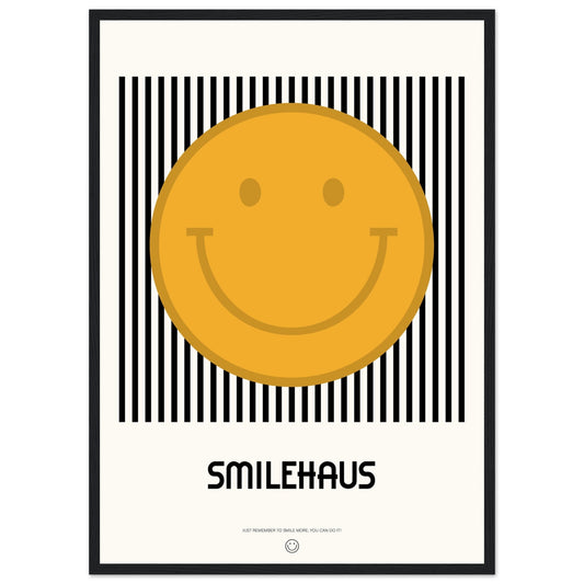 Yellow & Black 'Smilehaus' - Premium Matte Paper Wooden Framed Poster