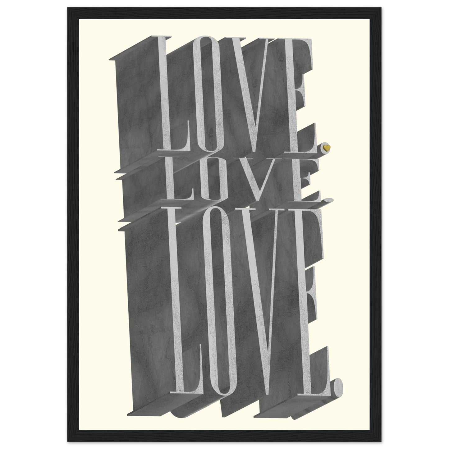 Sign 'Love, Love, Love' - Premium Matte Paper Wooden Framed Poster
