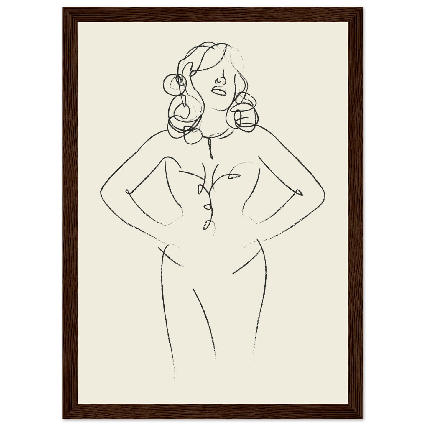 Line Art 'Sabrina' - Premium Matte Paper Wooden Framed Poster