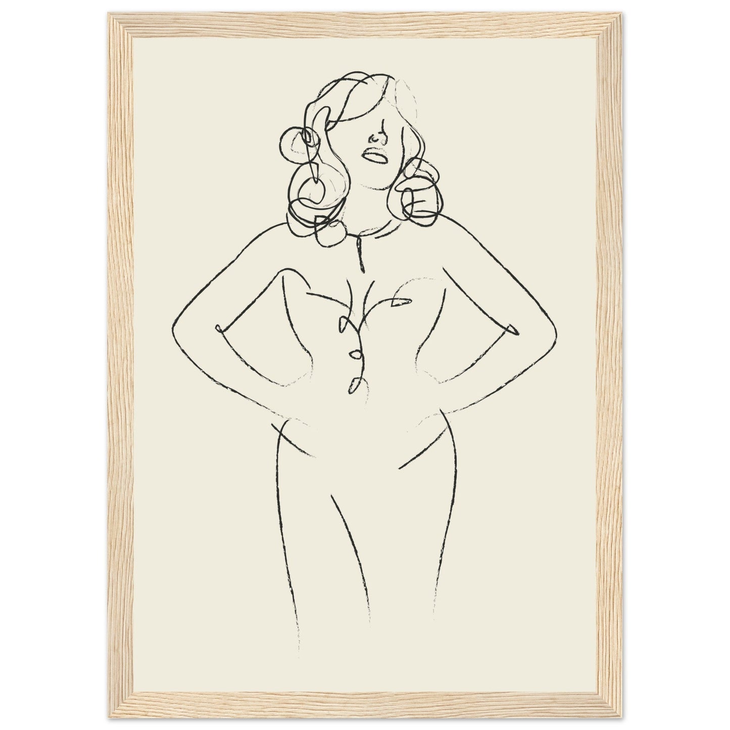 Line Art 'Sabrina' - Premium Matte Paper Wooden Framed Poster